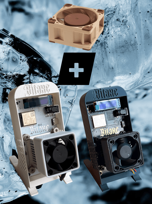 Weihnachtsgeschenke für Männer: Silent Night Bitaxe Bundle mit Noctua-Lüfter, ein Bitcoin Solo Miner für den Schreibtisch